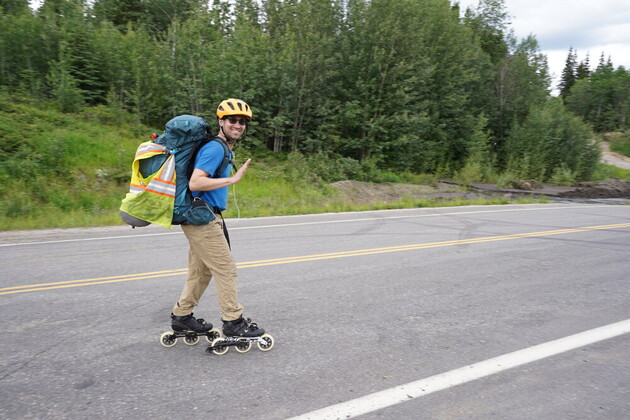 Jason Katz-Brown skated from Anchorage to Haines. He made the 750-mile trip in 17 days, carrying a 40-pound pack and skating 8-10 hours per day. (Courtesy photo/Jason Katz-Brown)